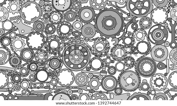 Auto spare parts and gears, seamless pattern for\
your design