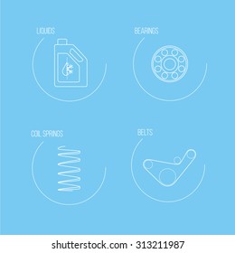 Auto spare parts icons Set 2 of 5. White linear vector icons for website on a blue background 