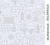 Auto spare parts seamless pattern. Car repair icons texture in outline style. Vector illustration EPS10.