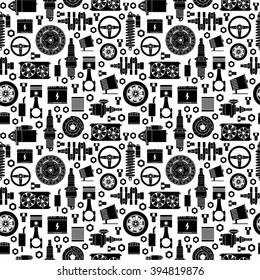 Auto Spare Parts Seamless Pattern. Car Repair Icons Background. Vector Illustration EPS10.