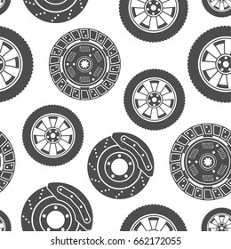 Auto spare parts seamless pattern. Car repair icons background. Vector illustration EPS10