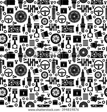 Auto Spare Parts Seamless Pattern Car Stock Vector (Royalty Free