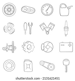 Auto Spare Parts Set Icons Outline Stock Vector (Royalty Free ...