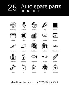 auto spare pasts icons set, stock illustration, car, dashboard, rim, tier, car plug, car service,