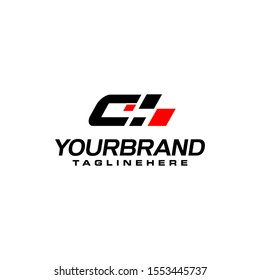 Auto speed letter C with race element logo template vector
