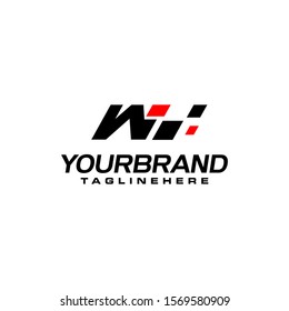 Auto speed letter W with race element logo template vector