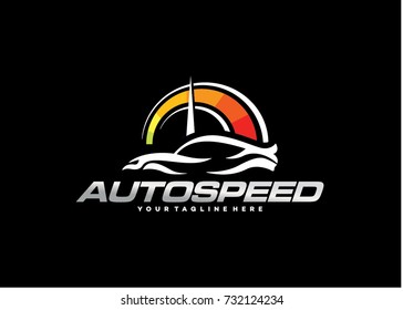 Auto Speed Logo Template Design. Creative Vector Emblem for Icon or Design Concept
