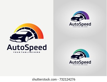 Auto Speed Logo Template Design. Creative Vector Emblem for Icon or Design Concept