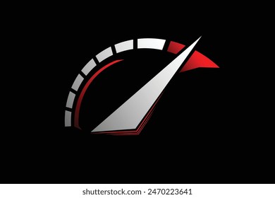 Auto speed rev icon. RPM performance logo. Full throttle accelerate emblem. Speedometer dial symbol. Vector illustration.