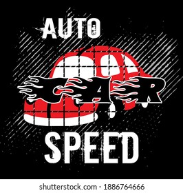 Auto Speed typography design t-shirt print vector illustration 