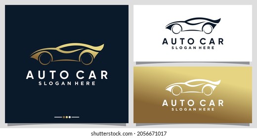 Auto Sport Auto Logo Design mit goldenem Farbverlauf-Stil Premium Vector