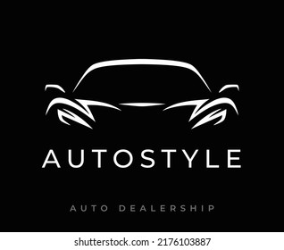 Auto Sports Car Logo. Motor Vehicle Silhouette Emblem. Luxury Supercar Dealership Icon. Automotive Dealer Garage Symbol. Vector Illustration.
