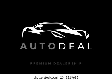 Auto sports car logo. Motor vehicle silhouette emblem. Supercar dealership icon. Automotive dealer garage vector illustration.