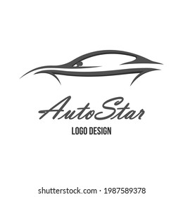 Auto Star logo design. Silhouette of a car with place for company name, text, title. Vector illustration