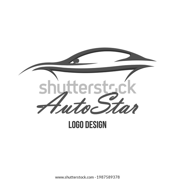 Auto Star logo design.\
Silhouette of a car with place for company name, text, title.\
Vector illustration