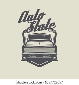 Auto state vintage old car logo badge emblem illustration vector design