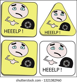 auto sticker flat tire emotion humor vector set