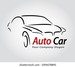 Auto style car logo design with concept sports vehicle icon silhouette on light grey background. Vector illustration.