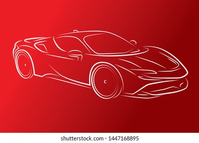 Auto style car logo design with concept sports vehicle icon silhouette on light red background. Vector illustration