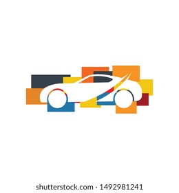 Auto style car logo design with concept sports vehicle icon silhouette