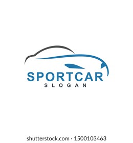 Auto style car logo design with concept sports vehicle icon silhouette