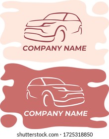 Diseño de logotipo de coche de estilo automático con silueta de icono de vehículo deportivo de concepto
 sobre fondo retro. Ilustración vectorial.