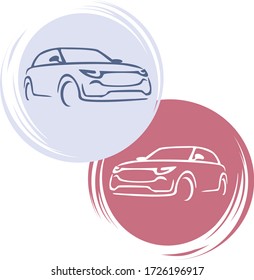 Auto style car logo design with concept sports vehicle icon silhouette
 on retro background. Vector illustration.
