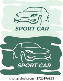 Auto-Stil Auto-Logo-Design mit Konzept-Auto-Symbol Silhouette
 auf Retro-Hintergrund. Vector-Abbildung.
