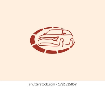 Auto style car logo design with concept sports vehicle icon silhouette
 on retro background. Vector illustration.