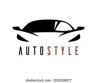 Auto style car logo design with concept sports vehicle icon silhouette. Automobile dealership sign. Vector illustration.