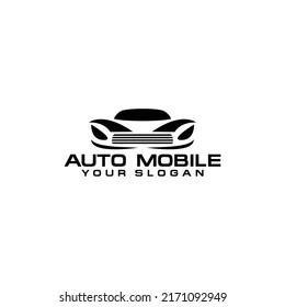 Diseño de logotipo de coche de estilo automático con silueta de icono de vehículo deportivo de concepto sobre fondo gris claro. Ilustración vectorial.
