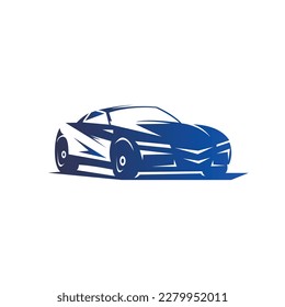 Auto style car logo design with concept sports vehicle icon silhouette on light grey background. Vector illustration.