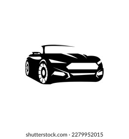Auto style car logo design with concept sports vehicle icon silhouette on light grey background. Vector illustration.