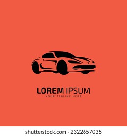 Auto style car logo design with concept sports vehicle icon silhouette on orange background. Vector illustration. template