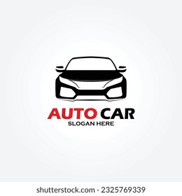 Auto style car logo design with sport vehicle icon silhouette concept on light gray background. Vector illustration.