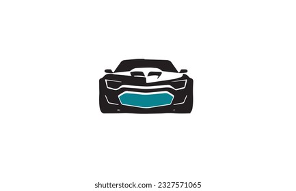 Auto style car logo design with concept sports vehicle icon silhouette on white background