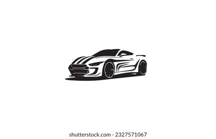 Auto style car logo design with concept sports vehicle icon silhouette on white background