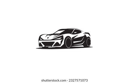 Auto style car logo design with concept sports vehicle icon silhouette on white background