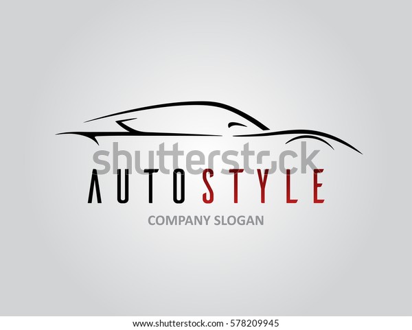 Auto style\
car logo design with concept sports vehicle icon silhouette on\
light grey background. Vector\
illustration.