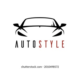 Auto-Stil Auto-Logo Symbol mit Konzept Sport Fahrzeug Silhouette. Autohaus-Schild. Vektorgrafik.