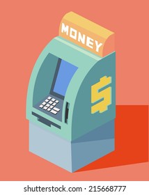 auto teller machine. Flat vector illustration