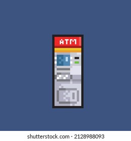 auto teller machine in pixel style