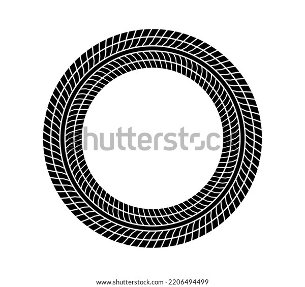 Auto tire\
tread circle frame. Car and motorcycle tire pattern, wheel tyre\
tread track print. Black tyre round border. Vector illustration\
isolated on white\
background.