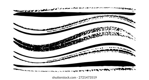 Conjunto de marcos de círculo grunge de banda de rodamiento de neumáticos automáticos. Patrón de neumático de coche y motocicleta, pista de la banda de rodadura del neumático de rueda. Borde redondo de neumático negro. Ilustración vectorial aislada sobre fondo blanco.

