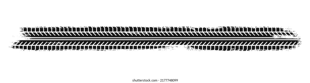 Auto tire tread grunge element. Car and motorcycle tire pattern, wheel tyre tread track. Black tyre print. Vector illustration isolated on white background.