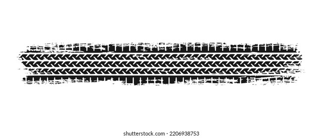 Auto tire tread grunge element. Car and motorcycle tire pattern, wheel tyre tread track. Black tyre print. Vector illustration isolated on white background.