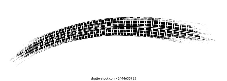 Auto tire tread grunge element. Car and motorbike tire patterns, wheel tire tread marks. Black tire print. Vector illustration isolated on white background. Vector Illustration