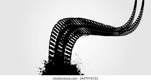 Auto tire tread grunge element. Car and motorcycle tire pattern, wheel tyre tread track.