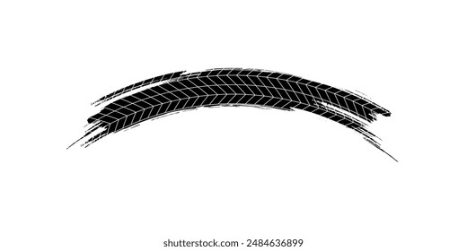 Auto tire tread grunge element. Car and motorcycle tire pattern, wheel tyre tread track. Black tyre print.	
