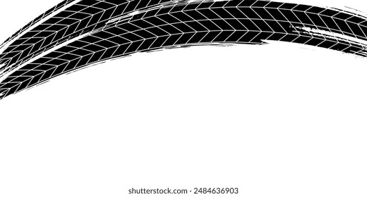 Auto tire tread grunge element. Car and motorcycle tire pattern, wheel tyre tread track. Black tyre print.	

